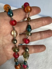 VTG Colorful Glass Metal And Plastic Bead Necklace,26”
