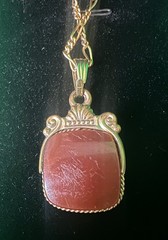 Vintage Carnelian Intaglio Pendant Necklace Monet Gold Roman Cameo