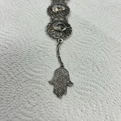Vintage Souvenir Du Maroc Silver Bracelet Armenian Hamsa Moon Star Camel Travel