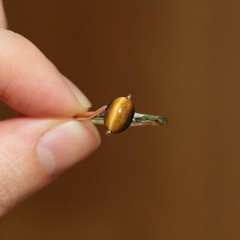 Gorgeous 14K HGE Gold Plated Tigers Eye Cabochon Boho Dainty Ring ~ Size 8.75 🔥