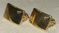 Vintage Ralph Lauren RLL Gold Clip Earrings Rectangle Minimalist 0.75”