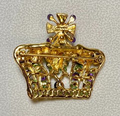 AUTHENTIC SWOBODA CROWN BROOCH ~ AMETHYST, PERIDOT ~ WONDERFUL!