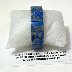 1970’s Western Boho Style Lapis Lazuli Stone VTG GOLD Tone Expansion Bracelet