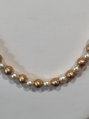 Vintage c1960s Cultured Pearl 12k Rose Gold Filled Bead Ball Necklace See Video