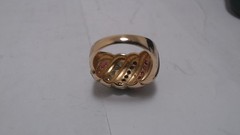 Vintage Gold & Silver Alloy Multi Gemstone Dome Ring Real Stones Size 7