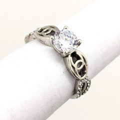 Vintage Elegant RING Sterling Silver 925 with Chic Stone -size: 8US (18mm) | #36