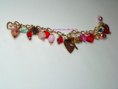 Sweet Vintage Love Hearts Bracelet Glass Metal Plastic SWEET HEART BRACELET