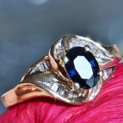 14k yellow gold 1.15ct natural diamond sz 7.5 ring sapphire vintage heated 5.3gr