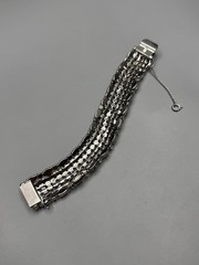 Weiss Rhinestone Bracelet Vintage Wide Dome 6 Row Large 7.75” Long 1 In Wide