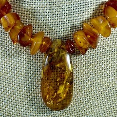 Vintage Baltic Amber Pendant Necklace 25 in Natural Honey Amber Nuggets 56 gm