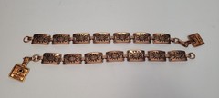 2 Vintage Solid Copper Bracelets by Bell Engraved w/ Sun motif made in USA 7.5″