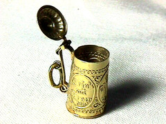 Beer Stein Charm Germany Vintage 1950s 14K Solid Gold Signed 21 MM X 10 MM 2.3g