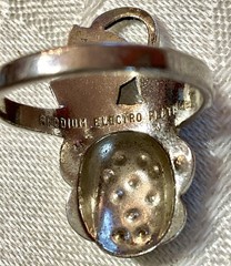 C&C Rhodium Electroplate Clark & Coombs Art Deco Marcasite Rose Flower Ring VTG