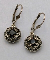 Vtg FNA Sterling Silver Round Smoky Quartz Pendant 18″ Box Necklace Earrings Set