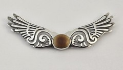 VTG Sterling Silver Zealandia Winged Gemstone Fossil Slide Pendant 925 – 11.7g