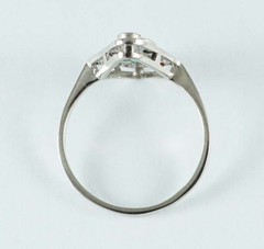 Art Deco Oval Emerald &Lab Created Diamond 14K White Gold Finish Party Wear Ring