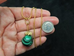 Vintage Slide w/Malachite Green Mineral Pendant/Necklace