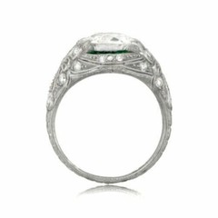 3.00 Ct Art Deco Style Lab-Created Diamond & Emerald Engagement Ring 925 Silver