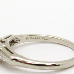 Platinum 1Ctw Round Brilliant Tapered Baguette Solitaire Diamond Engagement Ring