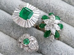 Vintage Emerald and Diamond Platinum Ballerina Ring