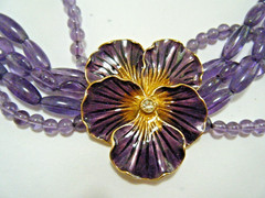 MMA Metropolitan Museum of Art Gold Enamel Imperial Pansy Necklace with Amethyst