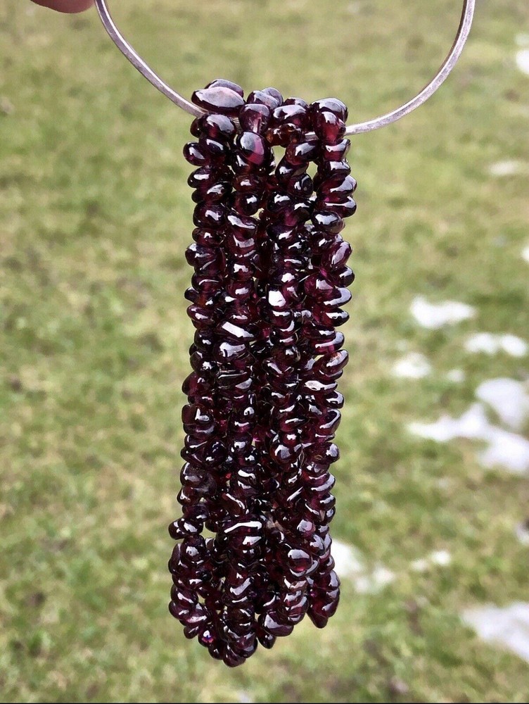 Vntg Almandine Bohemian Red Garnet Nugget Chuck Opera Length 34”Necklace