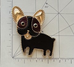 Dog brooch Vintage Style acrylic/ Metal on metal