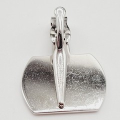 G Letter Old English Script Silver Tone Black Enamel SWANK Tie Clip Clasp