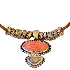 KC Necklace Pendant Cord Vintage Silver Plated Two Gemstones Signed Extender
