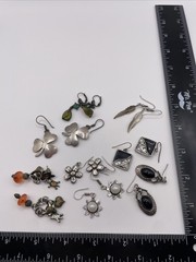 Earrings Large Lot Art Nouveau Style Vtg Costume Jewelry Silver Tone Estate