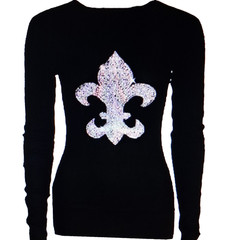 SILVER AND BLACK CZ FLEUR DE LIS PIN NEW