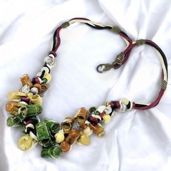 1970/1980s Mexican Folk Art Cluster Necklace Pottery Mugs Charms Ethnic Vintage