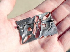 Vintage Sterling Silver Figural Botanical Brooch Leaves Pin 925 12.3g 1 7/8 Inch