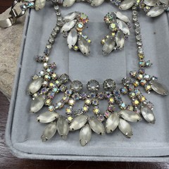 Juliana Vtg Rhinestone 3 piece set necklace bracelet earrings aurora borealis