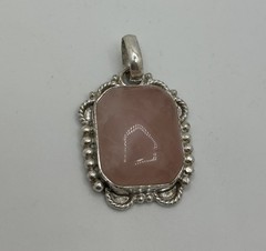 Vintage Faux Pink Stone Silver Pendant Jewelry Estate Find