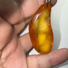 Pendant Amber Baltic Egg Yoke Big 2.25” Piece 15.5 Grams Antique