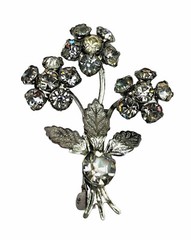 Vintage Rhinestone Daisy Silver Tone Brooch Pin Prong Set Stones