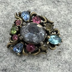 Hollycraft COPR 1950 Pastel Rhinestone Brooch Vintage Jewelry