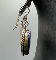 Vintage Joan Slifka Designs Sterling Silver 925 Blue Heart Earrings