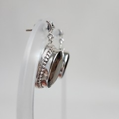 Vintage Sterling Silver Smoky Quartz Dangle Earrings | Oval Faceted Stones