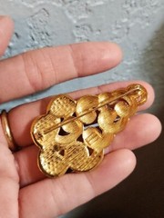 Authentic LANVIN Gold Tone Pave Crystal Pin Brooch vintage GERMANY