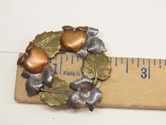 Autumn Fall Brooch Pins Lot Enamel Leaves Corn Stalk Pumpkin Wreath VTG D2804