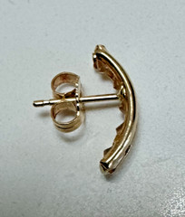 SINGLE Earring “585” 14k Yellow Gold CZ Channel Set Curve Partial Hoop