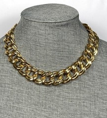 Necklace Gold Tone Metal Double Linked Chain Gold Tone 17”