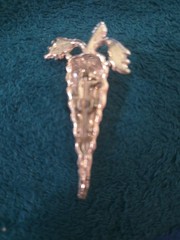 Vintage Carrot Brooch Gardening Vegetable Silver Tone Faux Marcasite 2.5”
