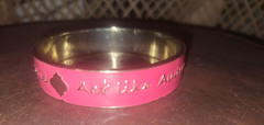 FORNASH Pink Enamel Gold Tone Slip-On 6″ Signed Bangle Bracelet