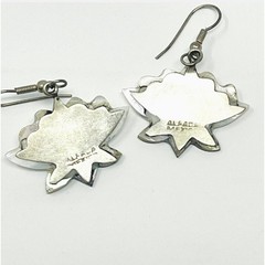Mother of Pearl Inlay Alpaca Mexico Floral Earrings