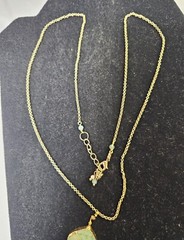 Goldtone Chain Necklace w/ Drop Large Pendant Multicolor Stones 29in- S88
