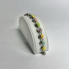 CHARM IT Cupcake Enamel Charms Silver Tone Vintage Bracelet Jewelry Br234