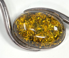 VTG Necklace Earring Baltic Green Honey Amber Sterling Silver Collar Celtic Knot